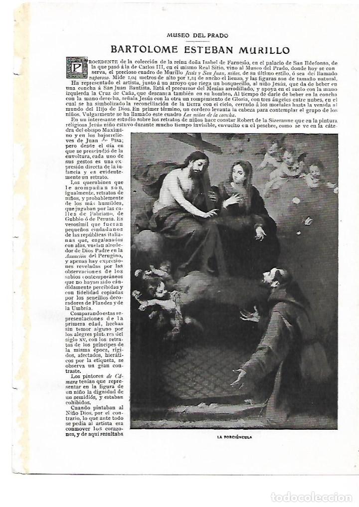 Coleccionismo: A&Ntilde;O 1909 RECORTE PRENSA PINTURA BARTOLOME ESTEBAN MURILLO MUSEO DEL PRADO LOS NI&Ntilde;OS DE LA CONCHA