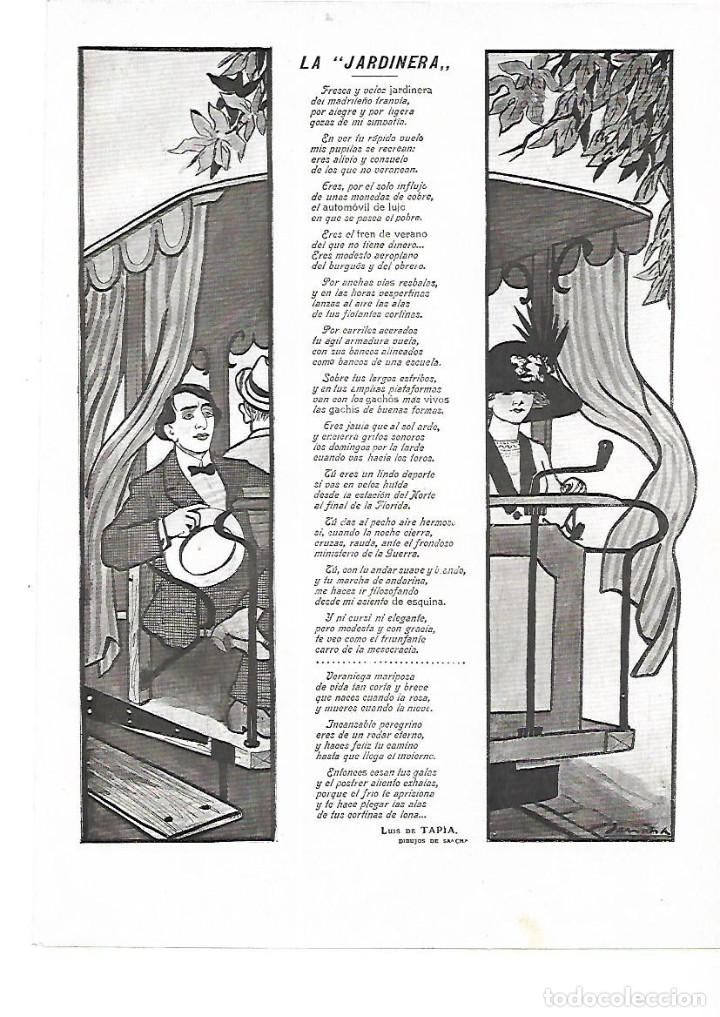 Collecting paper: A&Ntilde;O 1909 RECORTE PRENSA POESIA LA JARDINERA POR LUIS DE TAPIA DIBUJO DE SANCHA