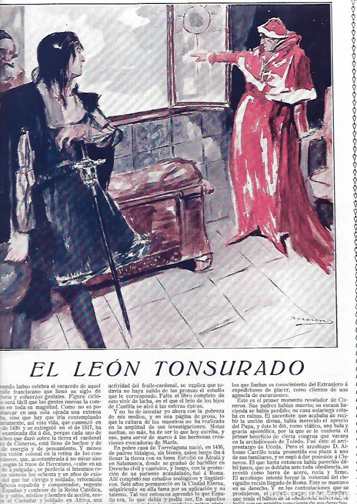 Colecionismo: A&Ntilde;O 1917 RECORTE PRENSA RELATO CORTO EL LEON TONSURADO POR ORTEGA MUNILLA DIBUJO DE MARIN