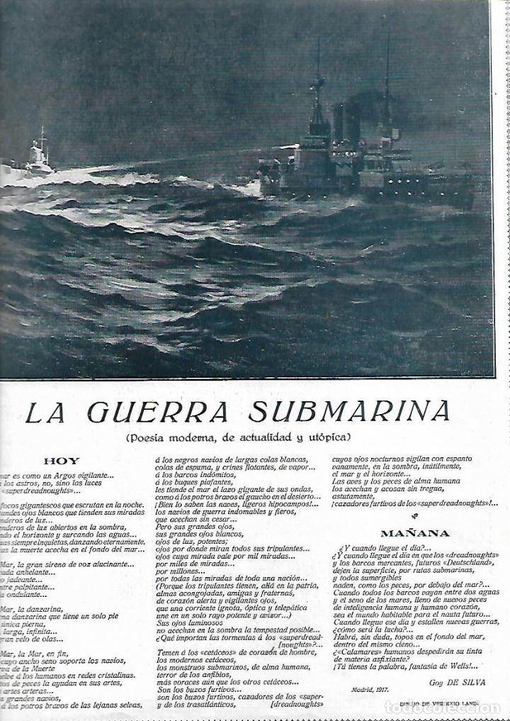 Sammelleidenschaft Papier: A&Ntilde;O 1917 RECORTE PRENSA POESIA LA GUERRA SUBMARINA POR GOY DE SILVA DIBUJO VERDUGO LANDI