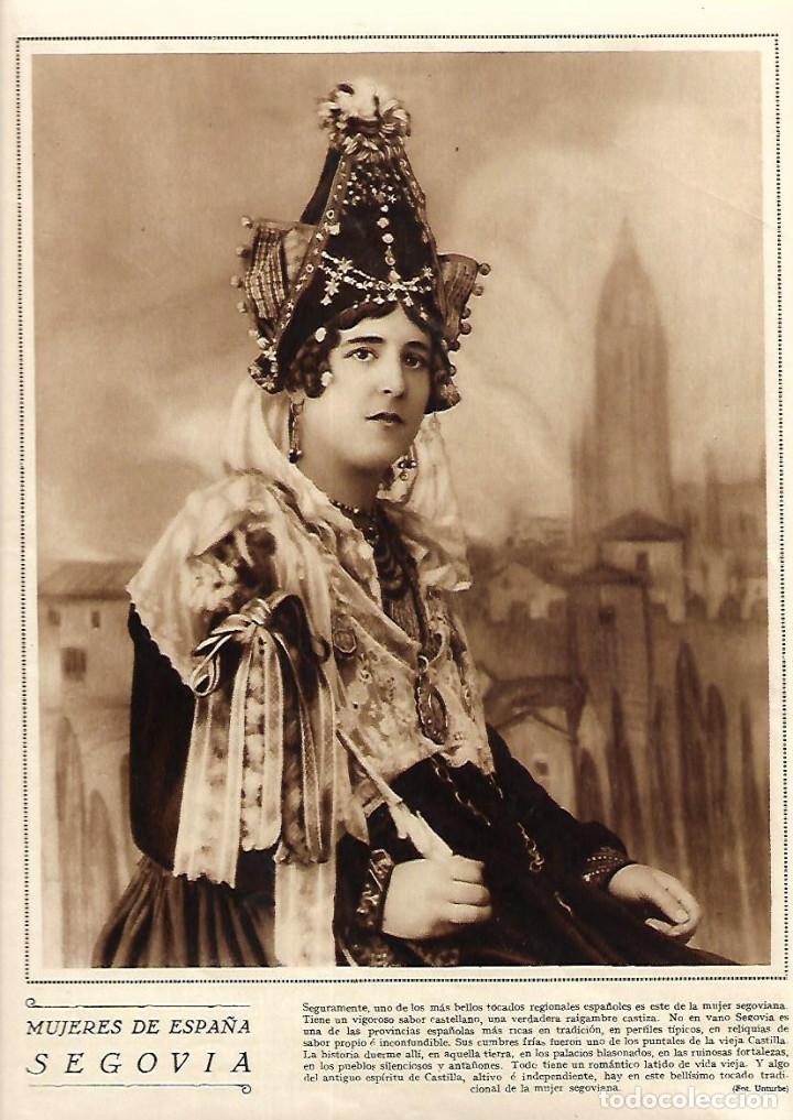 Coleccionismo: A&Ntilde;O 1928 RECORTE PRENSA SEGOVIA LA MUJER SEGOVIANA TIPOS TRAJES TIPICOS TOCADO FOTO UNTURBE