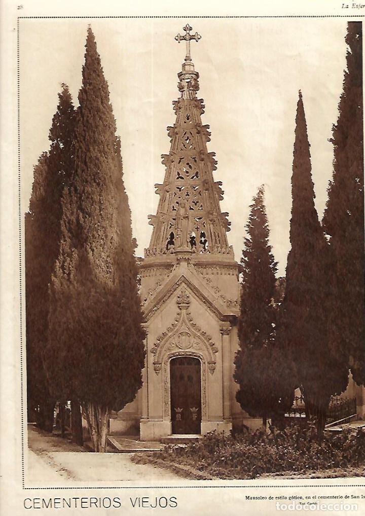 Colecionismo: A&Ntilde;O 1928 RECORTE PRENSA CEMENTERIO SAN ISIDRO MAUSOLEO ESTILO GOTICO FOTO CORTES