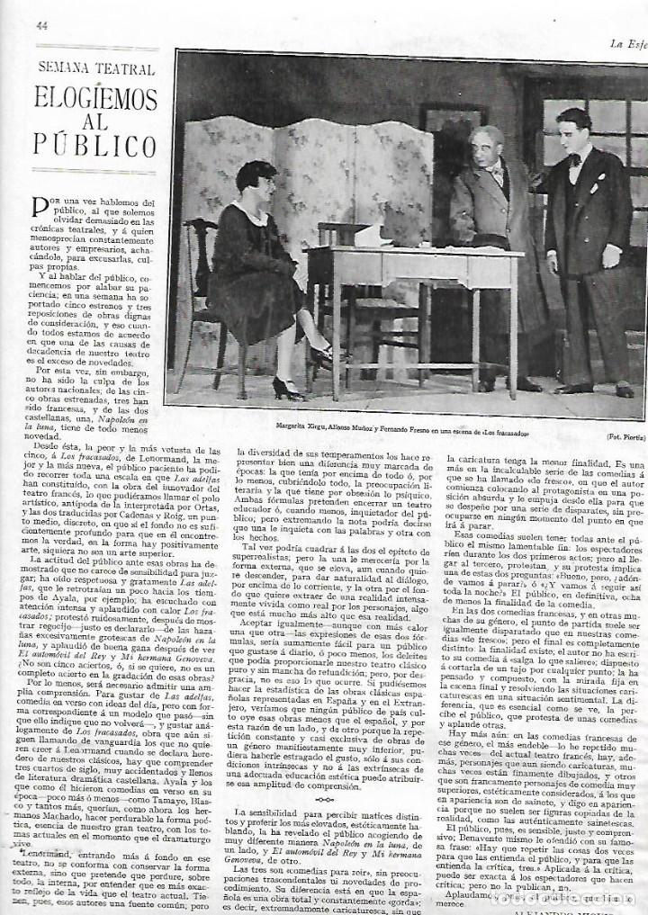 Sammelleidenschaft Papier: A&Ntilde;O 1928 RECORTE PRENSA TEATRO MARGARITA XIRGU ALONSO MU&Ntilde;OZ FERNANDO FRESNO OBRA LOS FRACASADOS