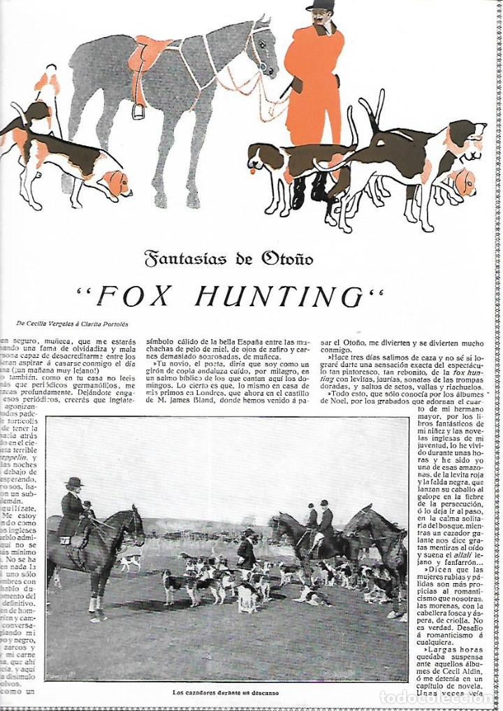 Sammelleidenschaft Papier: A&Ntilde;O 1917 RECORTE PRENSA RELATO CORTO FOX HUNTING POR JOSE FRANCES DIBUJO GALVAN CAZA CACERIA