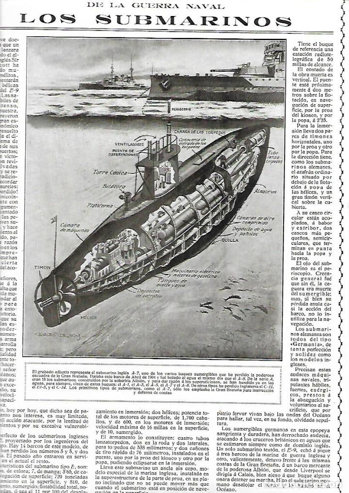 Collecting paper: A&Ntilde;O 1917 RECORTE PRENSA GUERRA NAVAL LOS SUBMARINOS MARINA
