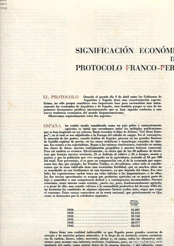 Colecionismo: A&Ntilde;O 1948 RECORTE PRENSA SIGNIFICACION ECONOMICA DE PROTOCOLO FRANCO PERON ECONOMIA ESPA&Ntilde;OLA