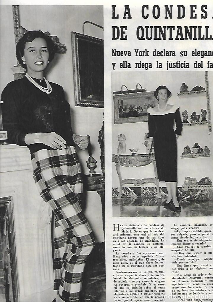 Collectionnisme: A&Ntilde;O 1957 RECORTE PRENSA LA CONDESA DE QUINTANILLA NUEVA YORK CACERES ELEGANCIA