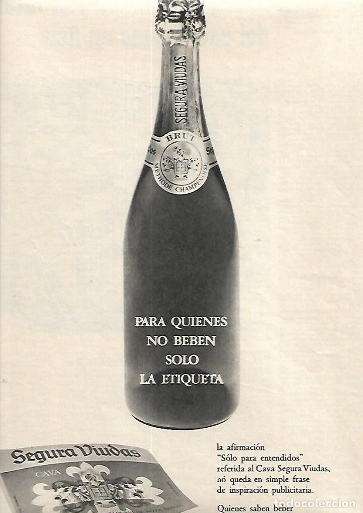 Coleccionismo: A&Ntilde;O 1970 RECORTE PRENSA PUBLICIDAD BEBIDAS CAVA SEGURA VIUDAS BRUT