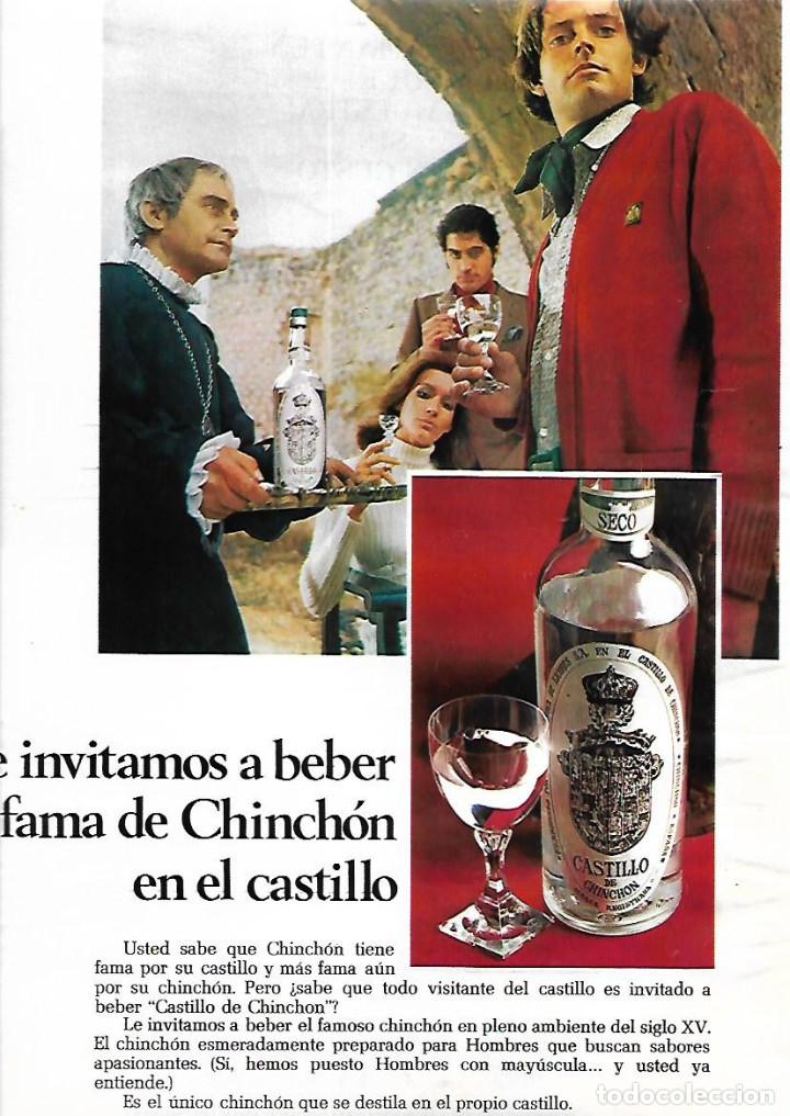 Collectionnisme: A&Ntilde;O 1969 RECORTE PRENSA PUBLICIDAD BEBIDAS CASTILLO DE CHINCHON CHINCHON DESTILADO EN EL CASTILLO
