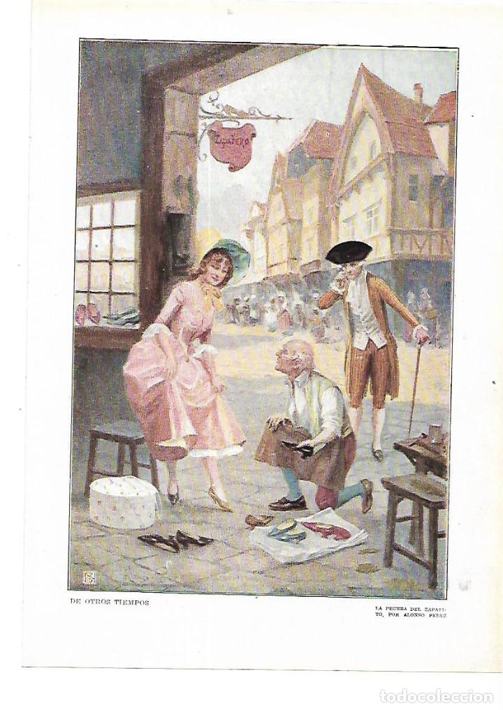 Collecting paper: A&Ntilde;O 1915 RECORTE PRENSA PINTURA LAMINA DIBUJO LA PRUEBA DEL ZAPATO POR ALONSO PEREZ ZAPATERIA