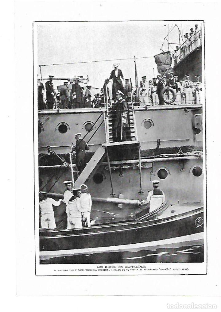 Colecionismo: A&Ntilde;O 1915 RECORTE PRENSA VISITA REY ALFONSO XIII REINA VICTORIA EUGENIA AL ACORAZADO ESPA&Ntilde;A SANTANDER
