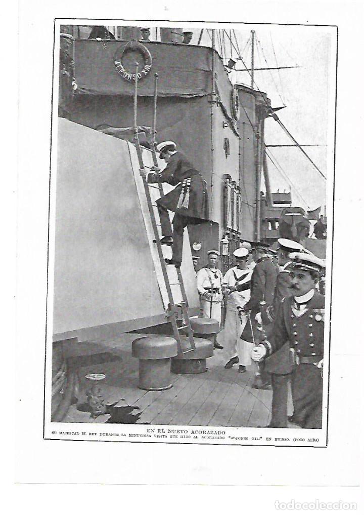 Sammelleidenschaft Papier: A&Ntilde;O 1915 RECORTE PRENSA VISITA DEL REY ALFONSO XIII NUEVO ACORAZADO ALFONSO XIII EN BILBAO