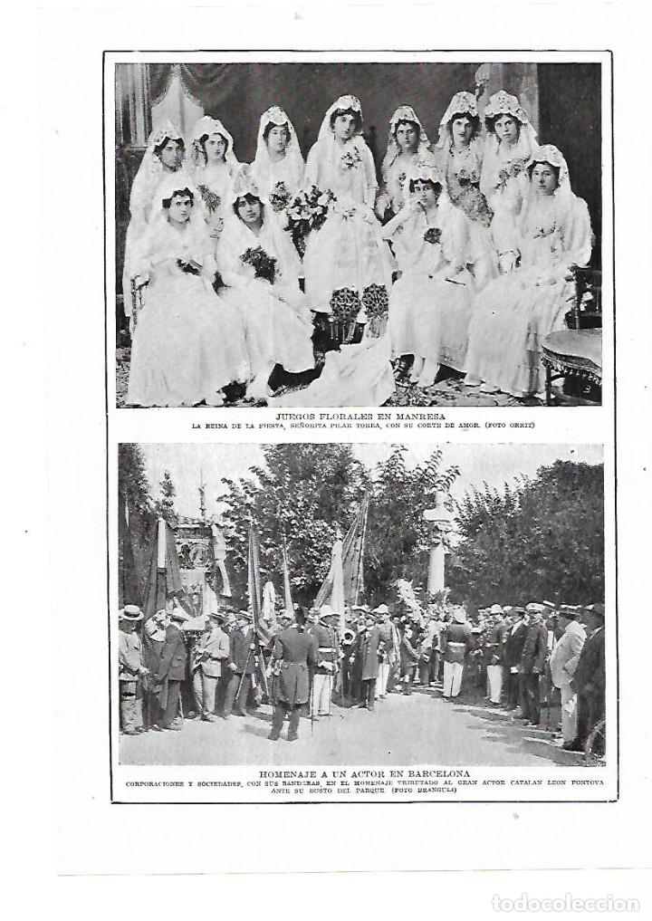Collecting paper: A&Ntilde;O 1915 RECORTE PRENSA MANRESA JUEGOS FLORALES PILAR TORRA REINA Y SU CORTE DE AMOR