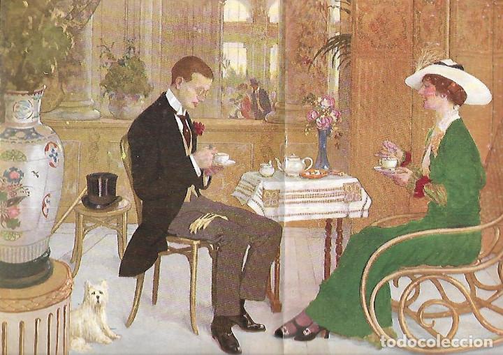 Colecionismo: A&Ntilde;O 1915 RECORTE PRENSA PINTURA DIBUJO LAMINA LA HORA DEL TE EN UN GRAN HOTEL POR MEDINA VERA