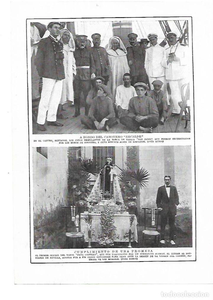 Collectionnisme: A&Ntilde;O 1915 RECORTE PRENSA CA&Ntilde;ONERO RECALDE TRIPULANTES BARCA TARIFA SAN JAIME SECUESTRADOS