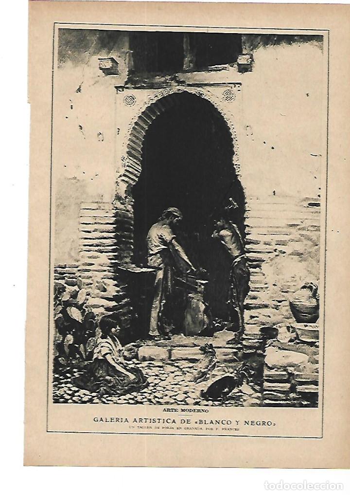 Coleccionismo: A&Ntilde;O 1915 RECORTE PRENSA PINTURA DIBUJO UN TALLER DE FORJA EN GRANADA POR JUAN FRANCES