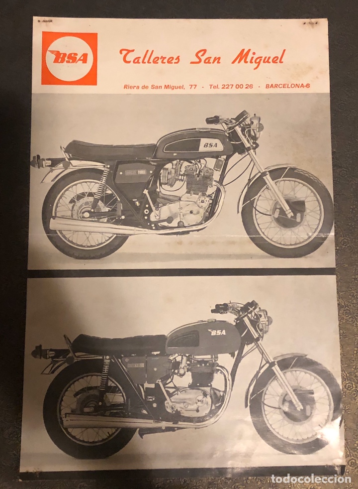 Coleccionismo: Publicidad de motos BSA, por parte del distribuidor oficial, talleres SAN Miguel.