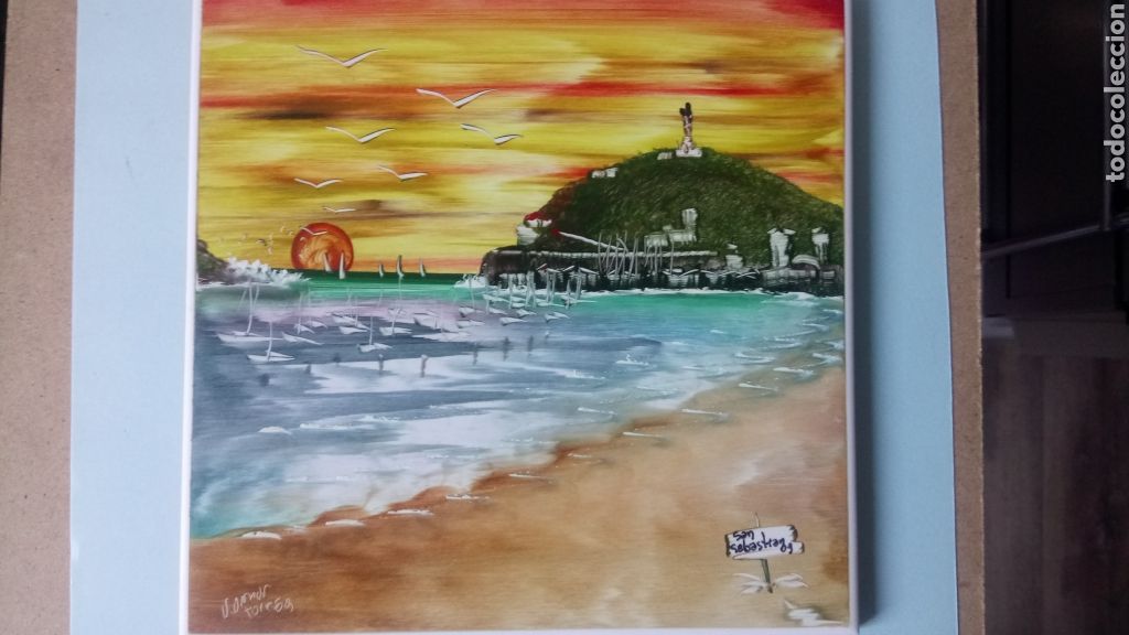 Coleccionismo: BALDOSA PLAYA DE SAN SEBASTI&Aacute;N. A&Ntilde;O 1989. ARTE POPULAR.