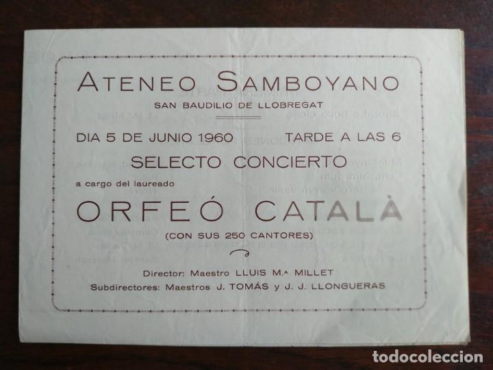 Coleccionismo: Selecto Concierto Orfeo Catala Junio 1960 en el Ateneu Santboi&agrave; de Sant Boi de Llobregat
