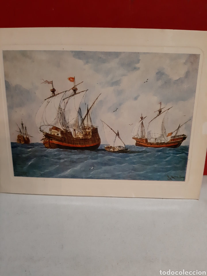 Collezionismo: Museo naval Acuarela Barcos Rafael Monleon 1840/1900 felicitaci&oacute;n