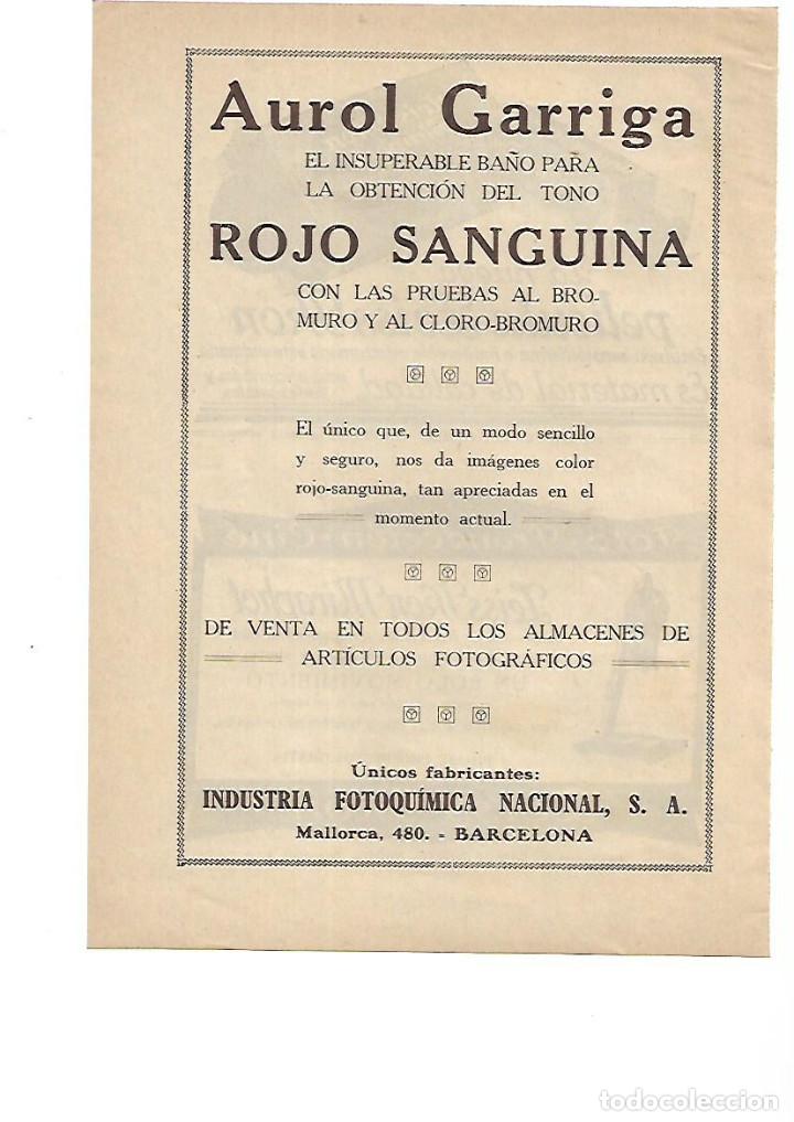 Collecting paper: A&Ntilde;O 1929 RECORTE PRENSA PUBLICIDAD FOTOGRAFIA AUROL GARRIGA ROJO SANGUINA IDUSTRIA FOTOQUIMICA