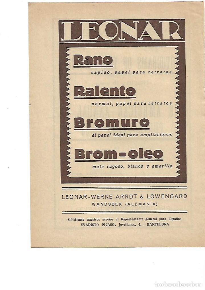 Collezionismo: A&Ntilde;O 1929 PUBLICIDAD FOTOGRAFIA LEONAR WERKE ARNDT LOWENGARD PRODUCTOS FOTOGRAFICOS FOTOS
