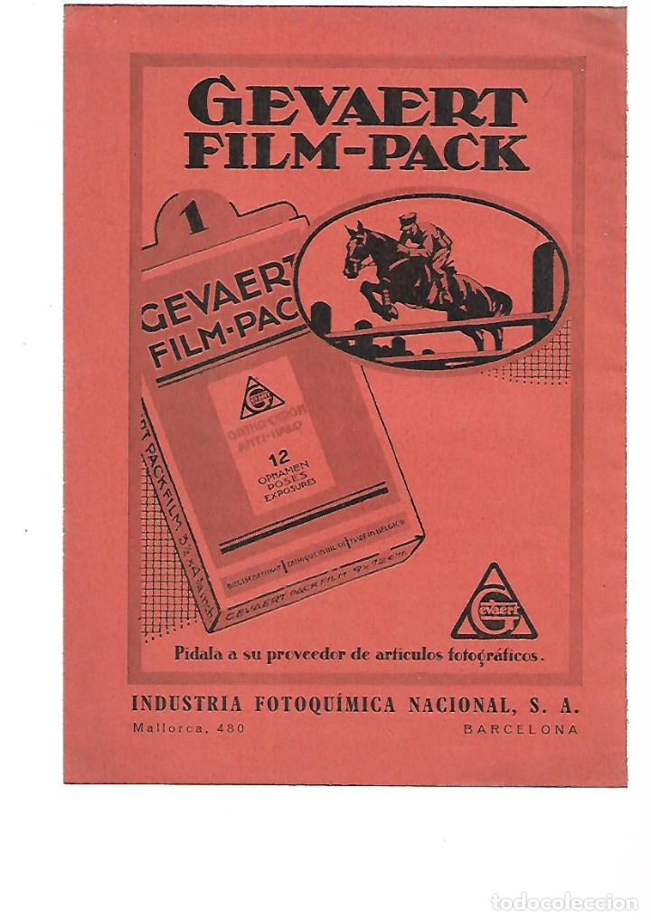 Colecionismo: A&Ntilde;O 1929 PUBLICIDAD FOTOGRAFIA GEVAERT FILM PACK INDUSTRIA FOTOQUIMICA NACIONAL FOTOS