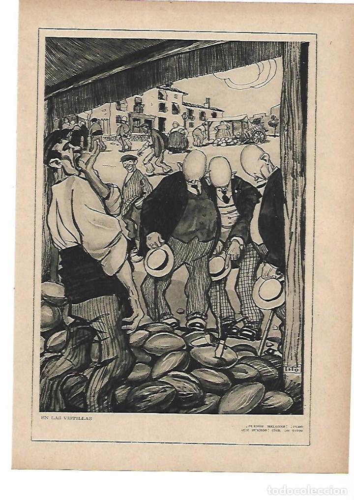 Collezionismo: A&Ntilde;O 1915 RECORTE PRENSA PINTURA DIBUJO CARICATURA EN LAS VISTILLAS MERCADO MELONES POR TITO