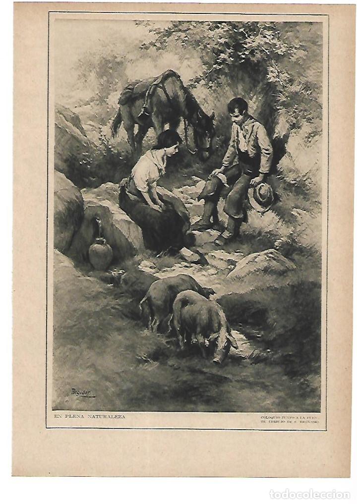 Collezionismo: A&Ntilde;O 1915 RECORTE PRENSA PINTURA DIBUJO COLOQUIO FRENTE A LA FUENTE POR REGIDOR