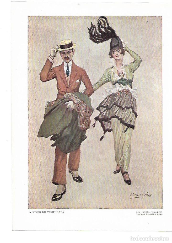 Collectionnisme: A&Ntilde;O 1915 RECORTE PRENSA PINTURA LAMINA DIBUJO LOS ULTIMOS VERANEANTES POR LOZANO SIDRO