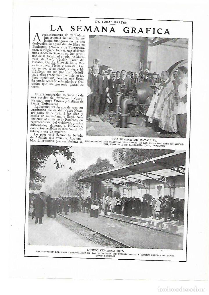 Coleccionismo: A&Ntilde;O 1915 HOJA NOTICIA BENISSANET TARRAGONA BENDICION MAQUINAS ELEVADORAS AGUAS DEL EBRO RIEGO