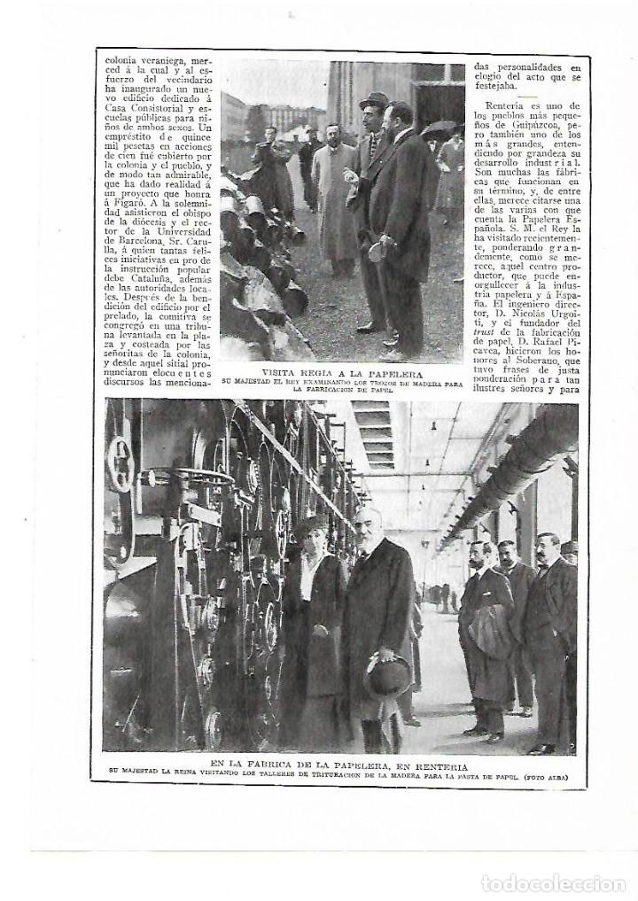 Colecionismo: A&Ntilde;O 1915 RECORTE PRENSA VISITA REGIA A LA FABRICA DE LA PAPELERA EN RENTERIA