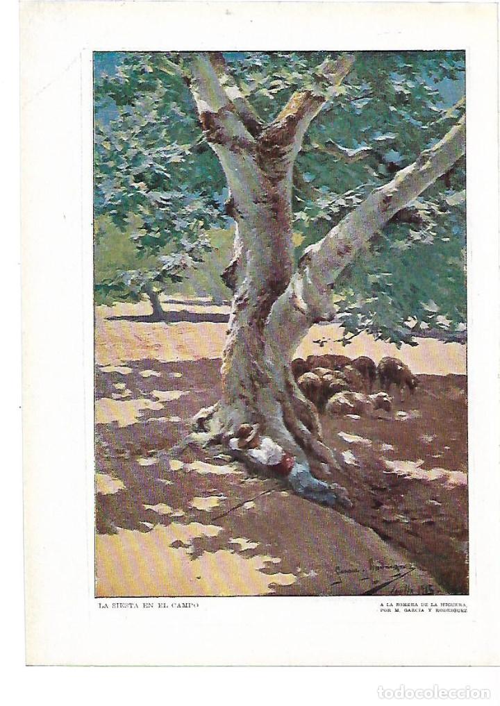 Collectionnisme: A&Ntilde;O 1915 PINTURA LAMINA DIBUJO A LA SOMBRA DE LA HIGUERA SIESTA EN EL CAMPO GARCIA RODRIGUEZ