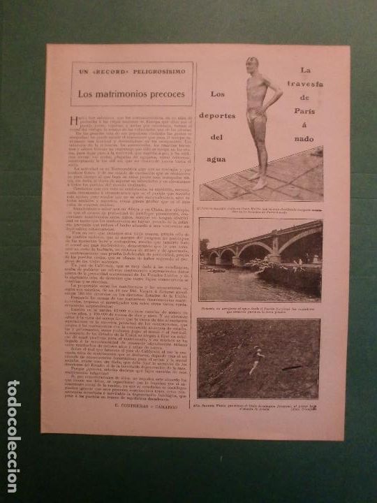 Coleccionismo: LA TRAVESIA DE PAR&Iacute;S A NADO - HAY QUE TENER HOTEL POR JUAN P&Eacute;REZ ZU&Ntilde;UGA - 14/9/1923