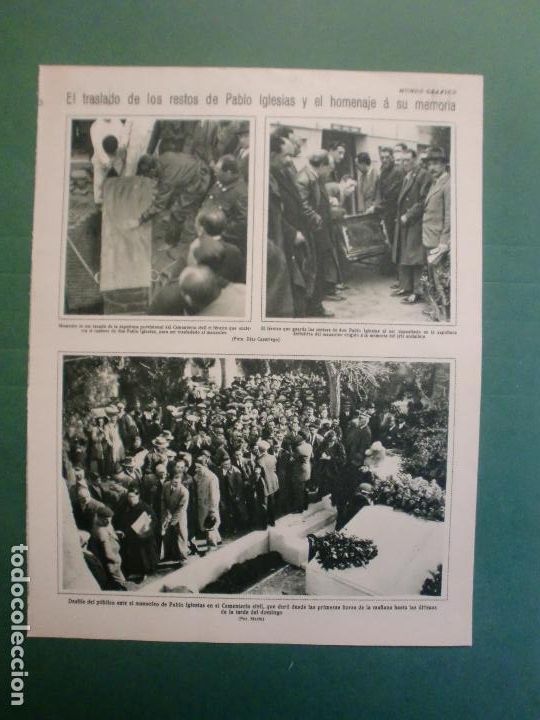 Coleccionismo: TRASLADO Y HOMENAJE RESTOS DE PABLO IGLESIAS - NOTAS SEVILLA ATENEO FEMENINO - 9/4/1930