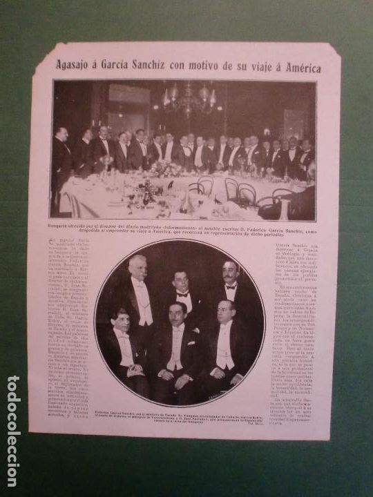 Sammelleidenschaft Papier: BANQUETE OFRECIDO A D. FEDERICO GARCIA SANCHIZ - PERFUME JARDINES DE ESPA&Ntilde;A DE GAL - 7/4/1926