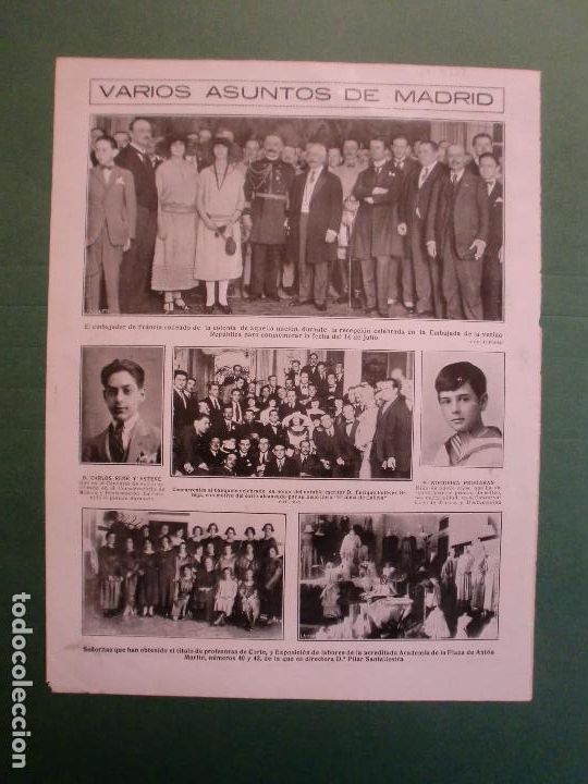 Collecting paper: ASUNTOS VARIOS DE MADRID BANQUETE EN HONOR AL ESCRITOR D. ENRIQUE ESTEVES ORTEGA - 19/7/1922