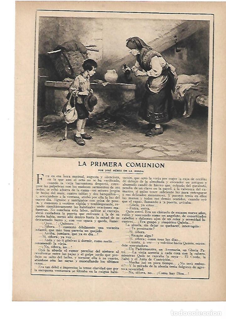 Collectionnisme: A&Ntilde;O 1915 RECORTE PRENSA RELATO CORTO LA PRIMERA COMUNION JOSE HERES DE LA RUEDA DIBUJO REGIDOR