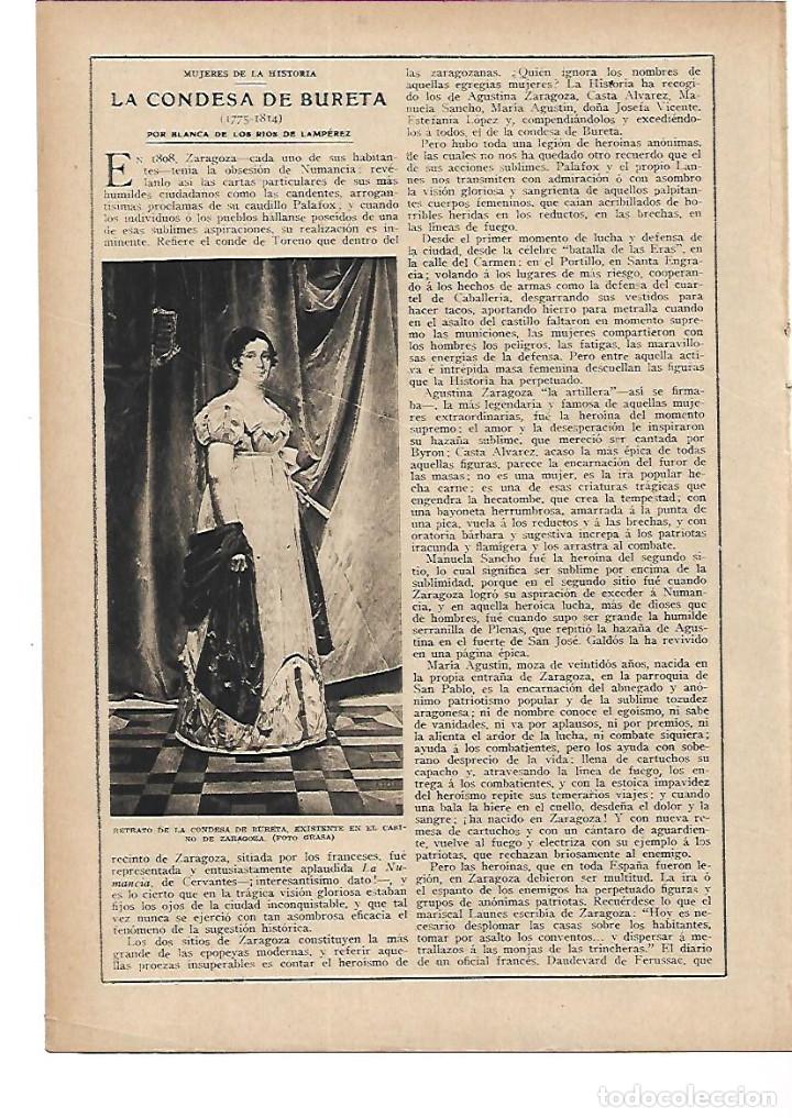 Collezionismo: A&Ntilde;O 1915 RECORTE PRENSA LA CONDESA DE BURETA ZARAGOZA BLANCA DE LOS RIOS DE LAMPEREZ MUJER HISTORIA