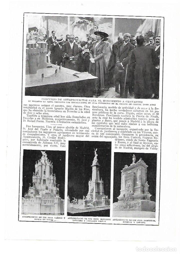 Coleccionismo: A&Ntilde;O 1915 RECORTE PRENSA CONCURSO DE ANTEPROYECTOS MONUMENTO A CERVANTES ESCULTURA
