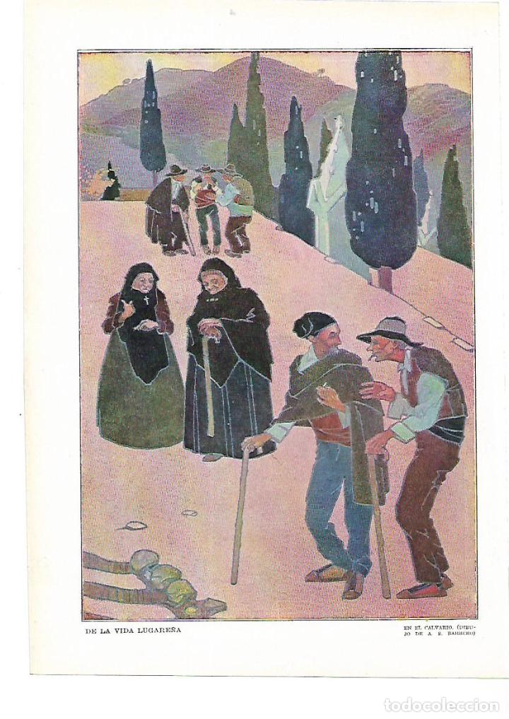 Collecting paper: A&Ntilde;O 1915 RECORTE PRENSA PINTURA LAMINA DIBUJO DE LA VIDA LUGARE&Ntilde;A EN EL CALVARIO POR BARBERO