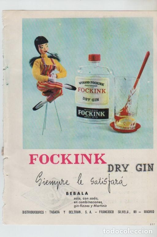 Coleccionismo: ANUNCIO PUBLICIDAD BEBIDAS GINEBRA FOCKINK-CREMA PESCADO RIBAS