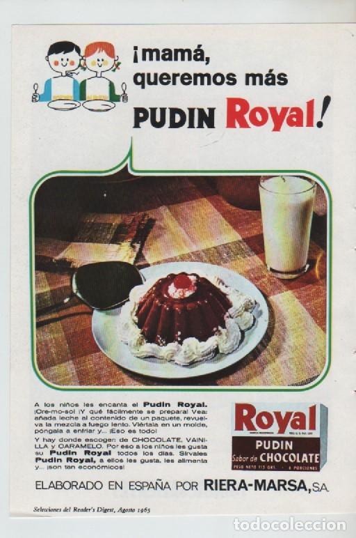 Coleccionismo: ANUNCIO PUBLICIDAD COMESTIBLES PUDIN ROYAL-GINEBRA BOOTHS