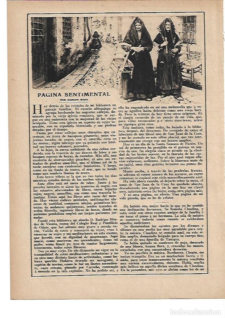 Collectionnisme: A&Ntilde;O 1915 RECORTE PRENSA RELATO CORTO PAGINA SENTIMENTAL POR DAMIAN RODA DIBUJO MENDEZ BRINGA