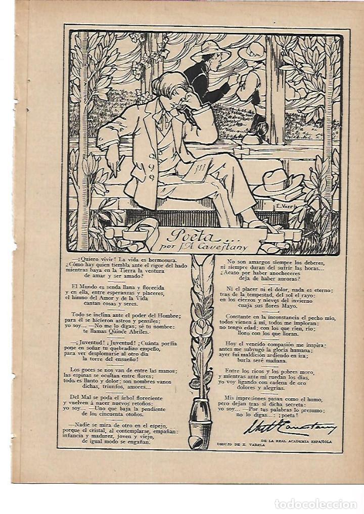 Collezionismo: A&Ntilde;O 1915 RECORTE PRENSA POESIA POETA POR JUAN ANTONIO CAVESTANY DIBUJO VARELA ILUSTRACION