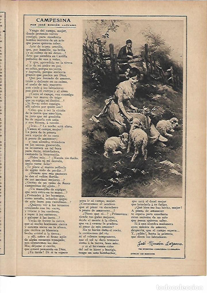 Collezionismo: A&Ntilde;O 1915 RECORTE PRENSA POESIA CAMESINA POR JOSE RINCON LAZCANO DIBUJO DE REGIDOR