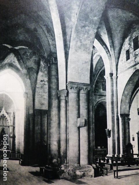 Colecionismo: ESTELLA NAVARRA INTERIOR DE LA IGLESIA DEL MONASTERIO DE IRACHE ANTIGUA LAMINA A&Ntilde;OS 50