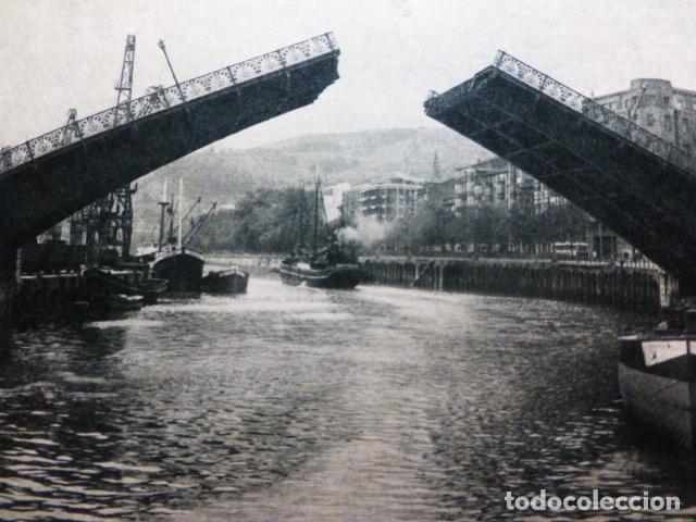 Coleccionismo: BILBAO PUENTE SOBRE LA RIA ANTIGUA LAMINA A&Ntilde;OS 50