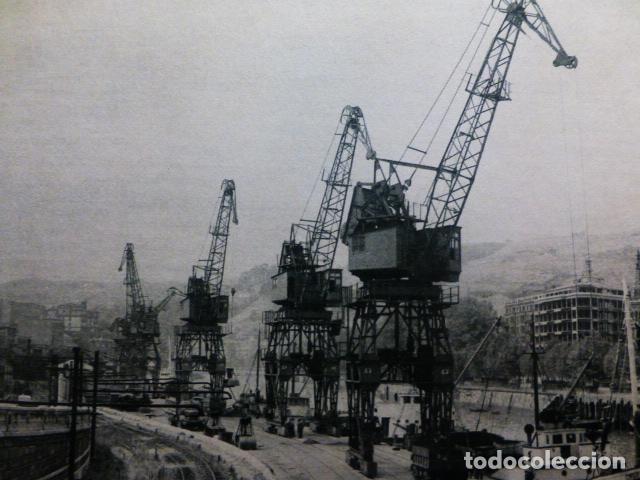 Coleccionismo: BILBAO GRUAS EN EL PUERTO ANTIGUA LAMINA A&Ntilde;OS 50