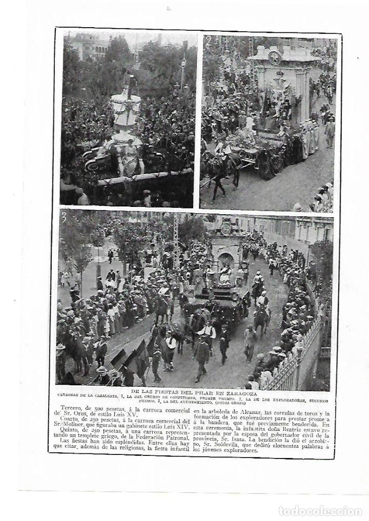 Collectionnisme: A&Ntilde;O 1915 RECORTE PRENSA FIESTAS DEL PILAR EN ZARAGOZA CABALGATA CARROZAS PREMIADAS DESFILE